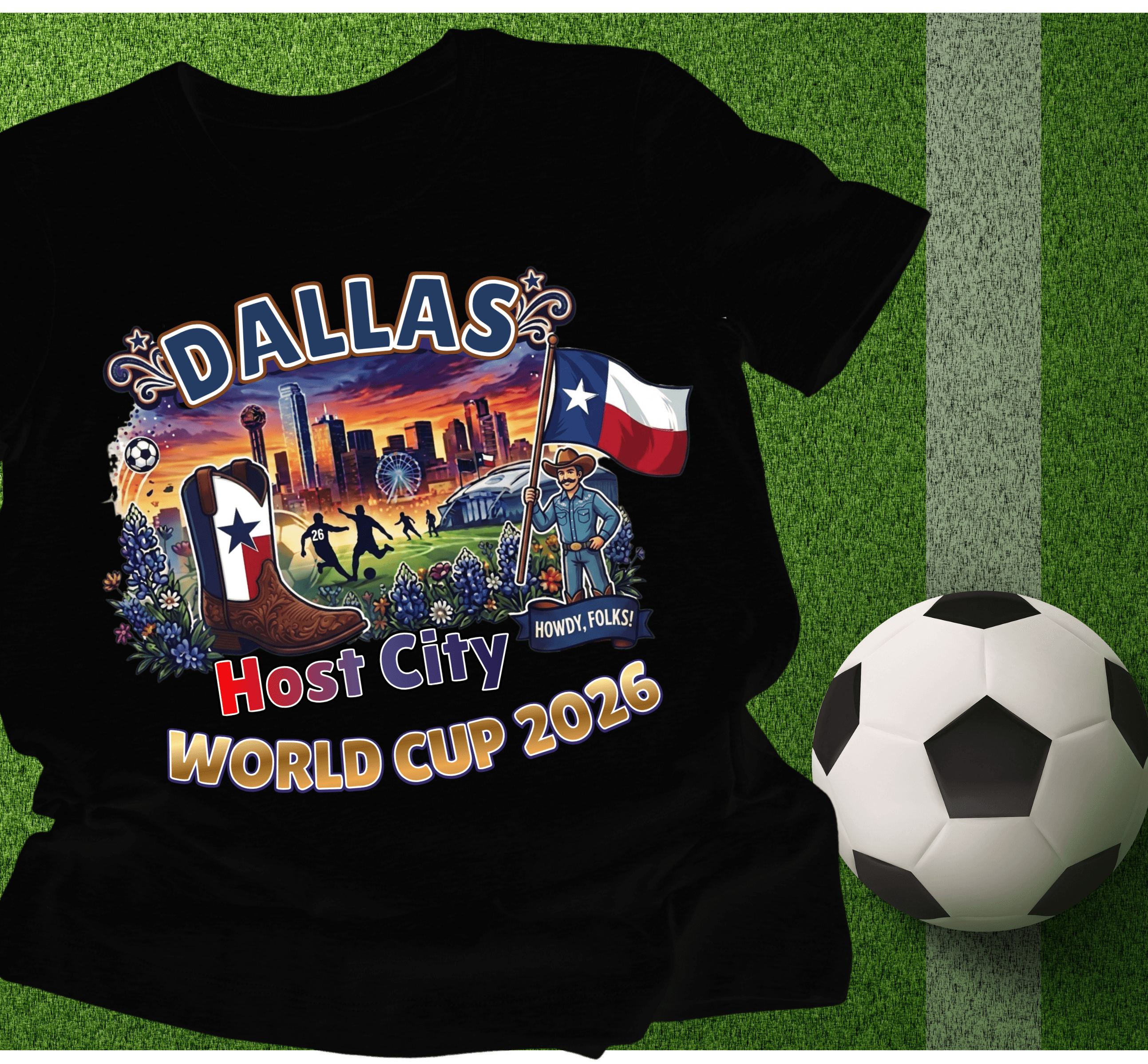 Dallas Host City shirt Featuring Big Tex. by Gemma Guest Studio